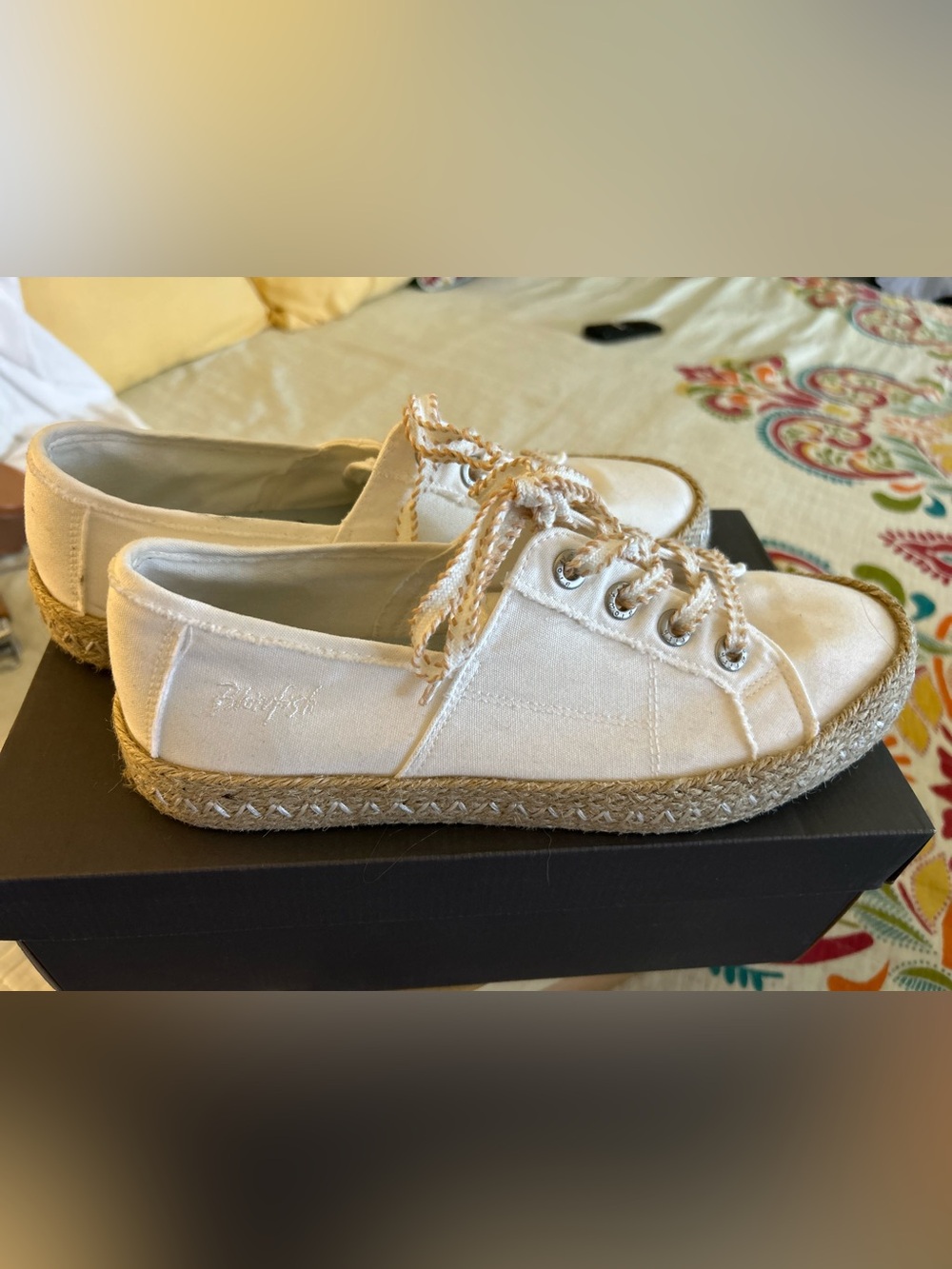 Blowfish Malibu Cream Canvas Espadrille Sneakers with Jute Sole